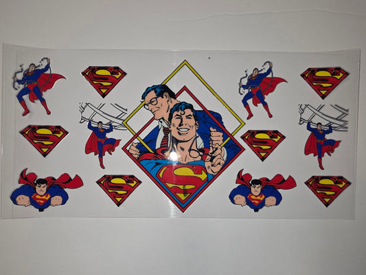 Superman Comic Style Tumbler Wrap - Red, Blue, Yellow - Vintage Hero Design