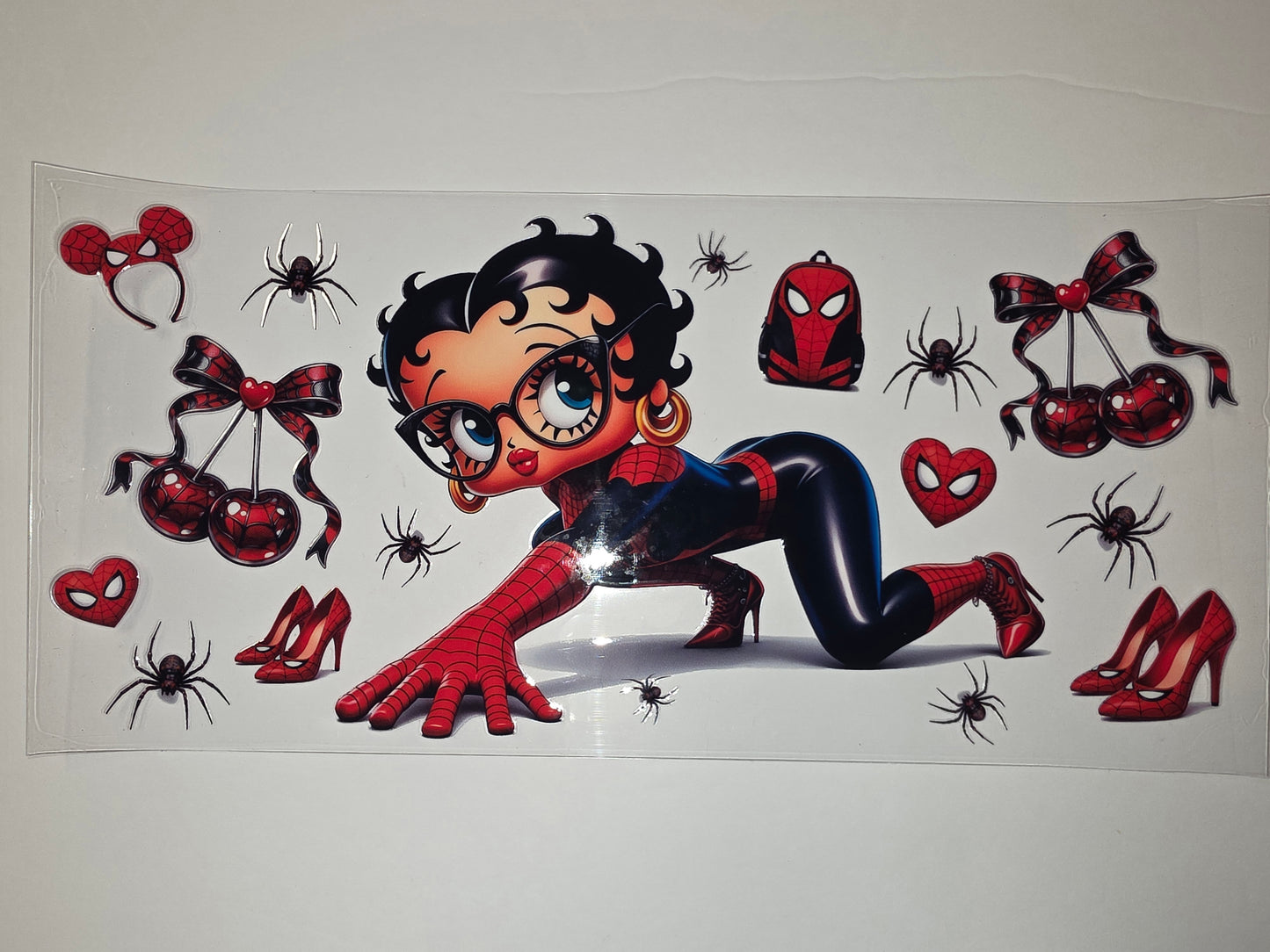 Betty Boop Spider-Man Inspired Tumbler Wrap | Red, Black, Blue | Fun & Playful