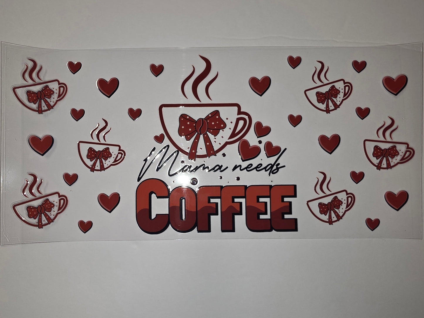 Red Heart Coffee Mama Tumbler Wrap | Cute Coffee Cup Design | Sublimation Wrap