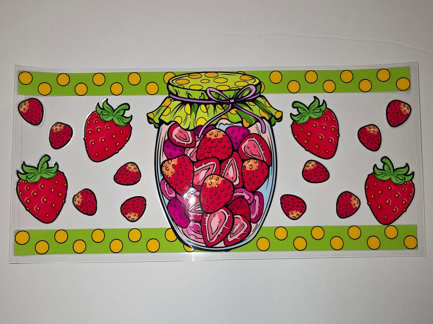 Strawberry Jam Jar Tumbler Wrap - Cute Fruit Design for Cups & Drinkware