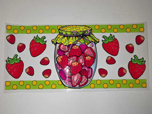 Strawberry Jam Jar Tumbler Wrap - Cute Fruit Design for Cups & Drinkware