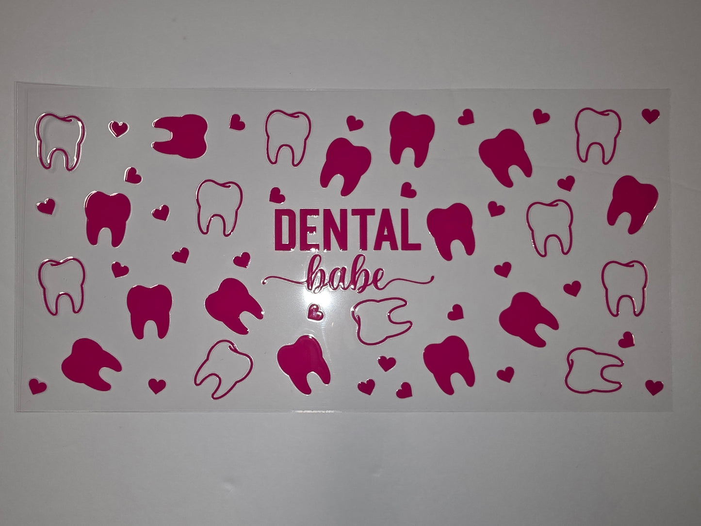 Pink Dental Babe Tooth & Heart Tumbler Wrap - Cute Dentist & Hygienist Gift