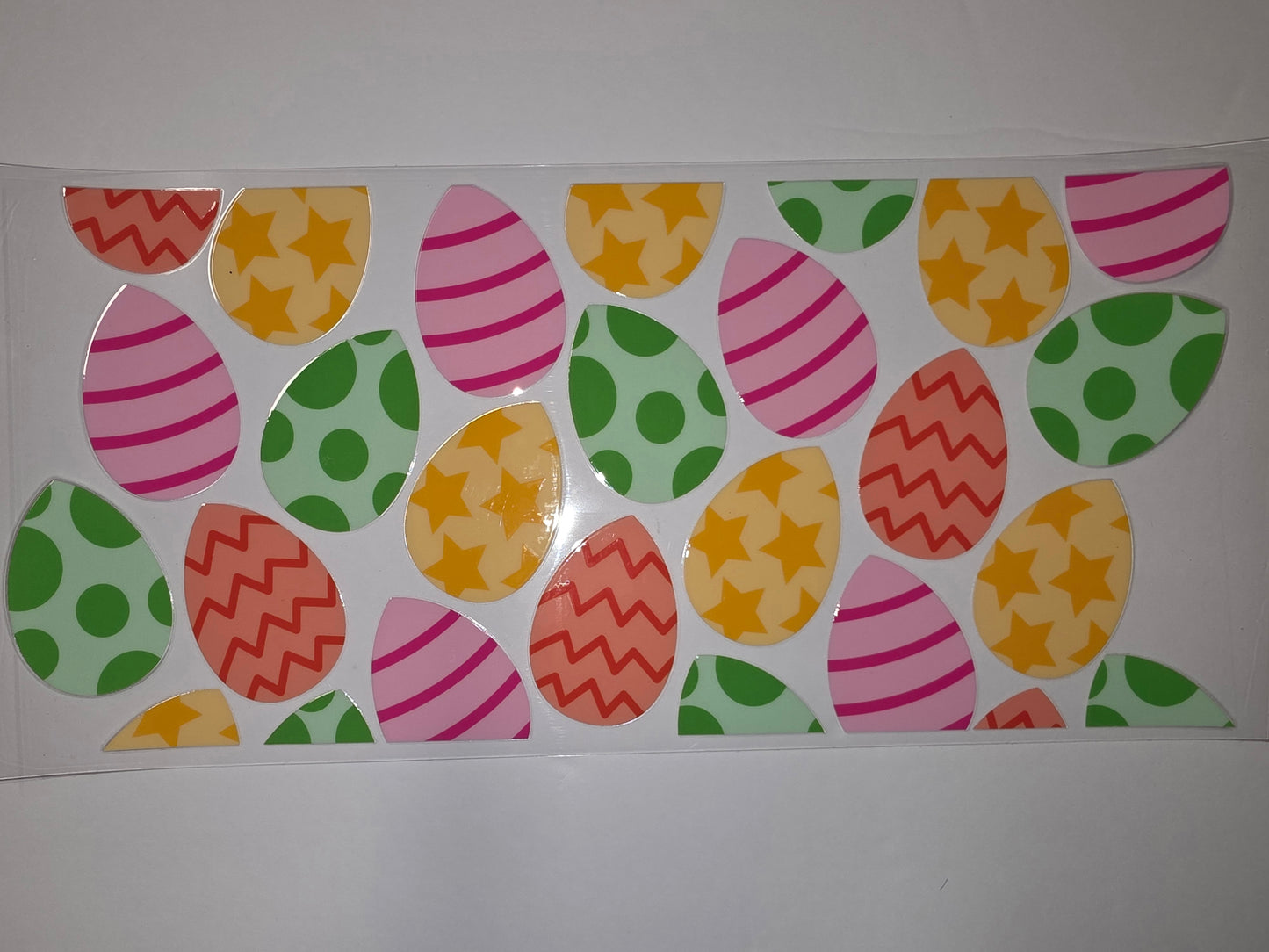 Easter Egg Tumbler Wrap - Pink, Green, Orange, Yellow Patterns - Sublimation Design
