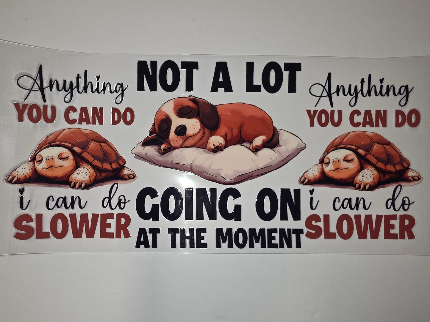 Cute Dog & Turtle "Going On Slower" Tumbler Wrap | Funny Animal Drinkware Design