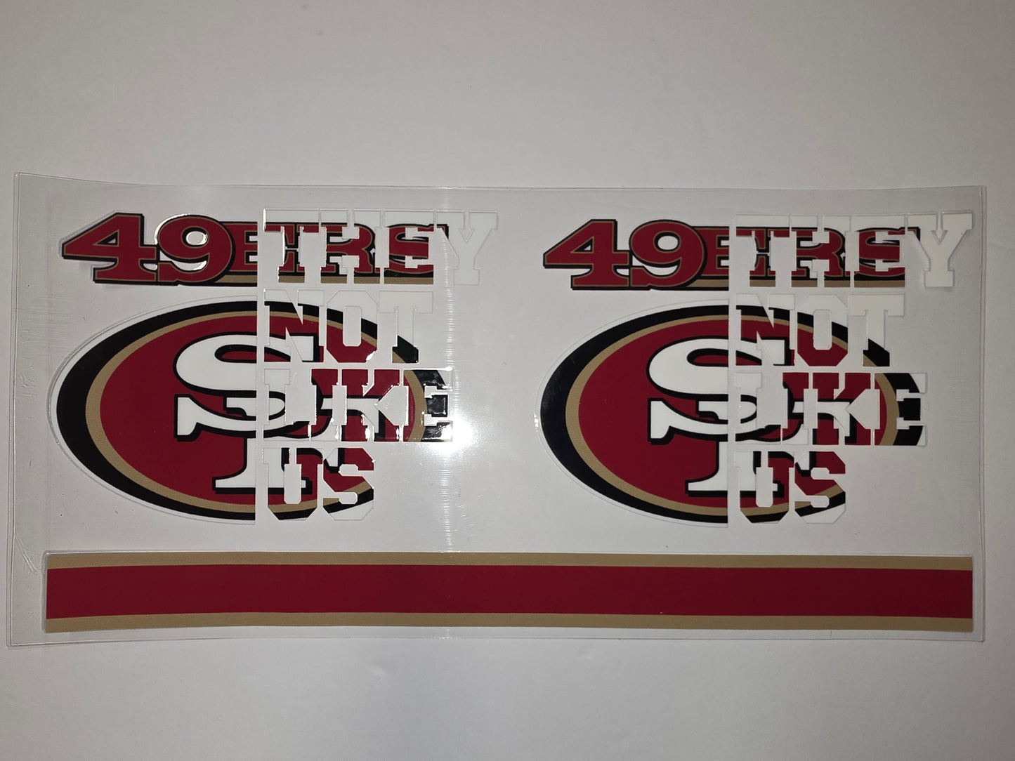 San Francisco 49ers "49ers Not Like Us" Tumbler Wrap - Red, Gold, Black