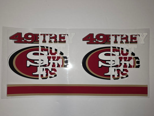 San Francisco 49ers "49ers Not Like Us" Tumbler Wrap - Red, Gold, Black
