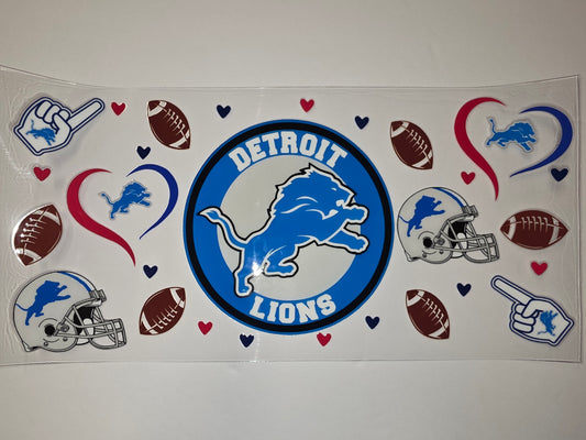 Detroit Lions Football Tumbler Wrap - Blue, Red, White - Sports Fan Design