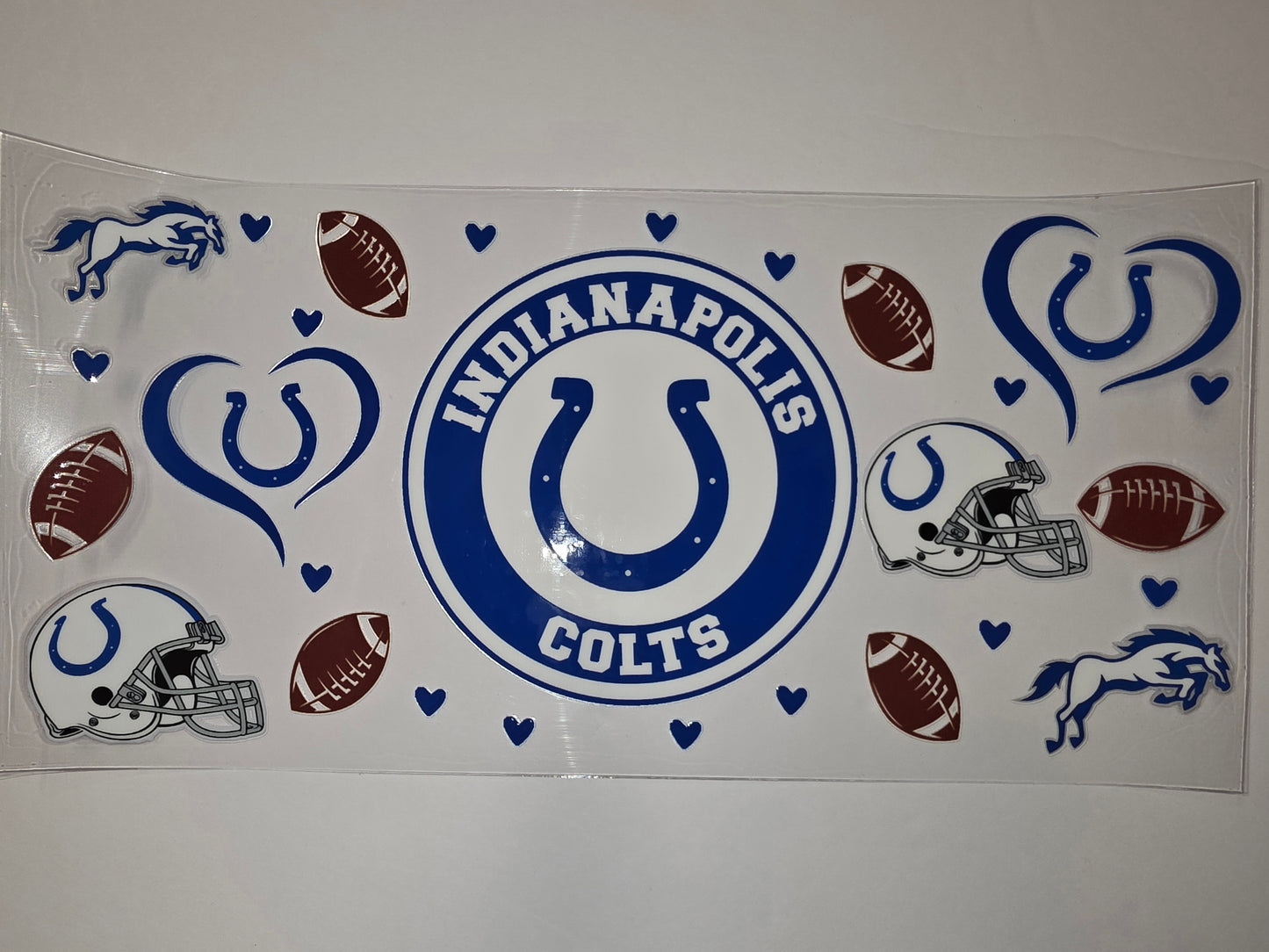 Indianapolis Colts Football Tumbler Wrap - Blue, White, & Brown - Sports Fan Design