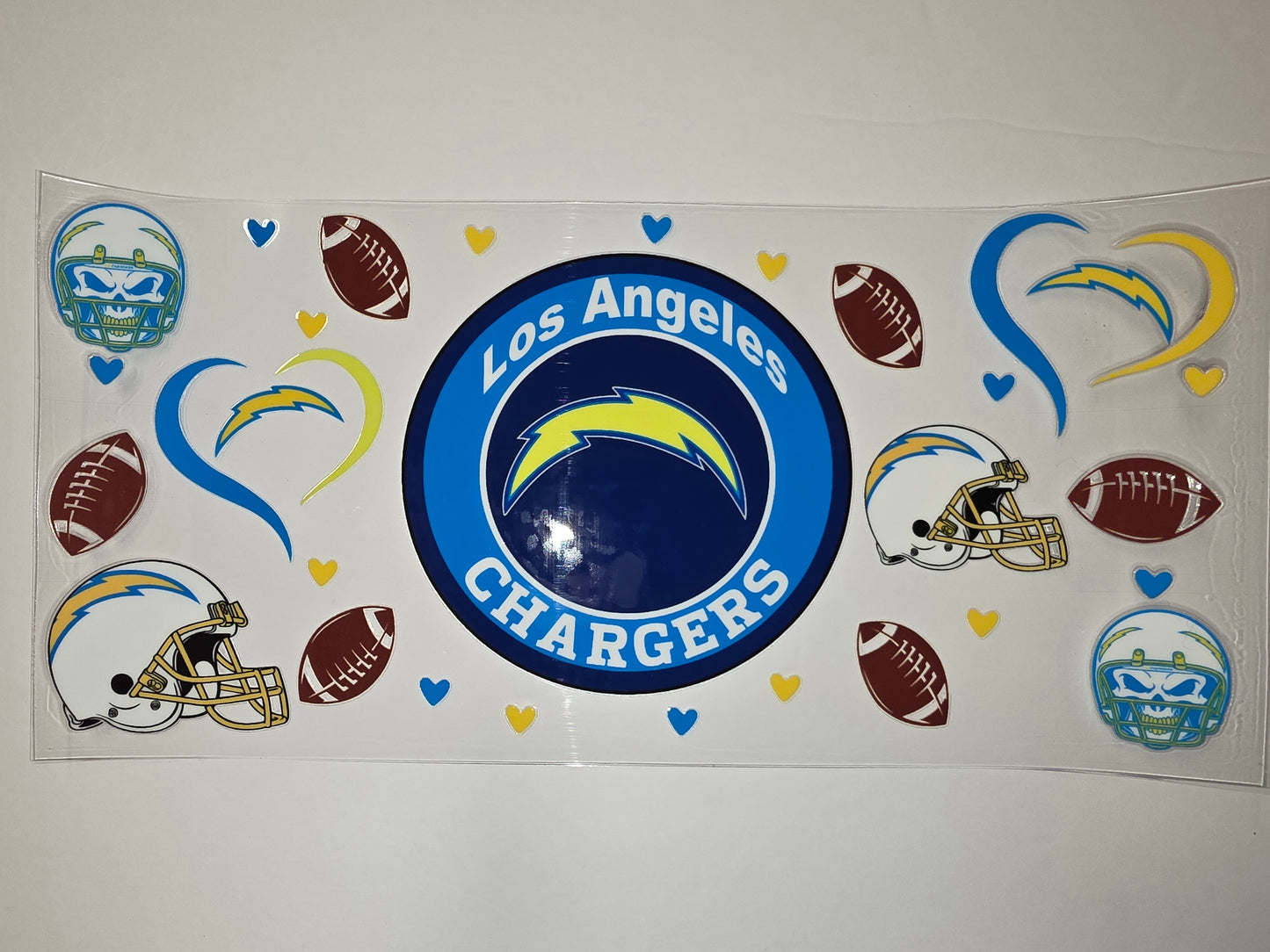 Los Angeles Chargers Football Tumbler Wrap - Blue, Yellow, White - NFL Fan Gear
