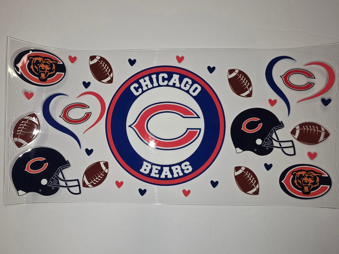 Chicago Bears Football Tumbler Wrap - Navy, Orange, Red - NFL Fan Drinkware Design