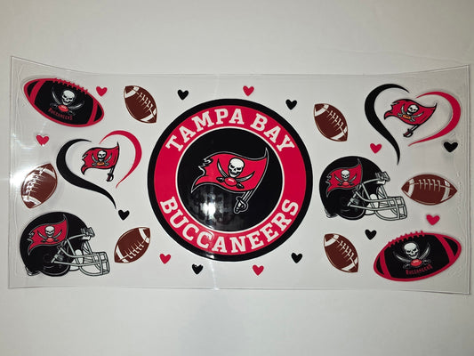 Tampa Bay Buccaneers Football Tumbler Wrap - Red, Black, White Skull & Crossbones Design