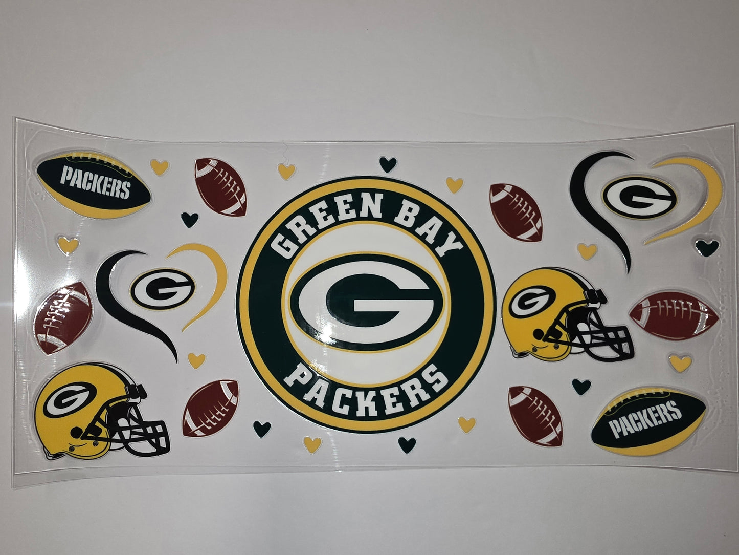 Green Bay Packers Football Tumbler Wrap | Green, Yellow, White | NFL Fan Drinkware Design