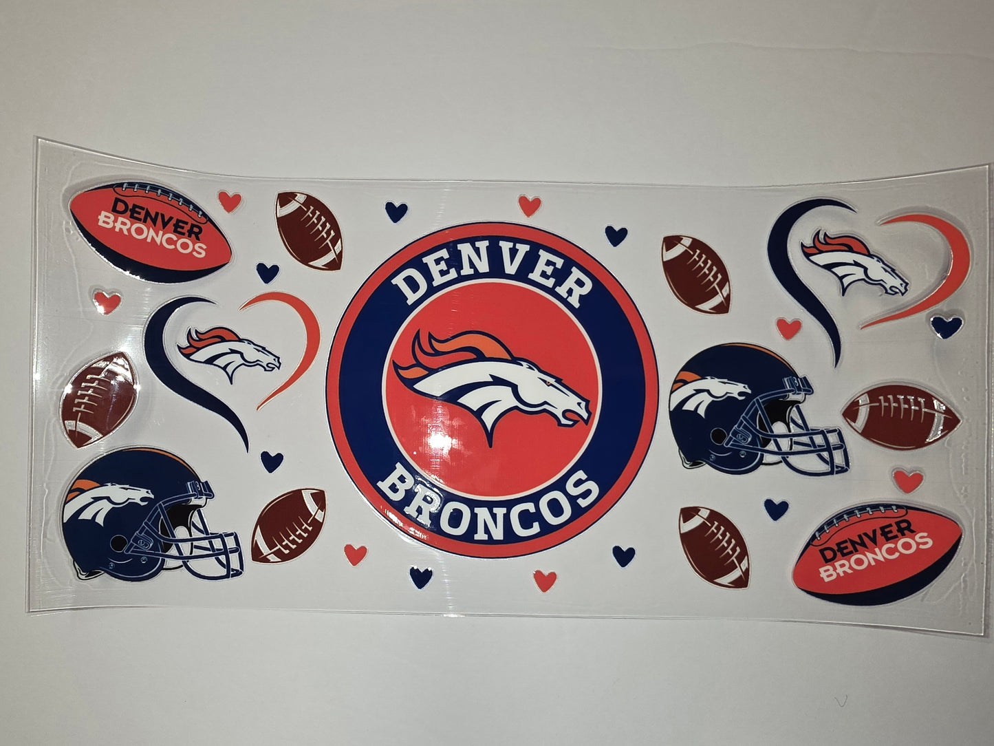 Denver Broncos Football Tumbler Wrap - Blue, Orange, White - NFL Fan Drinkware Design