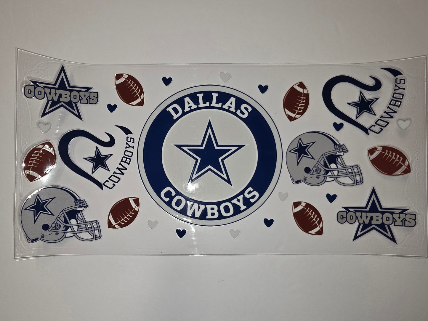 Dallas Cowboys Football Tumbler Wrap - Blue, Silver, White - Team Spirit Drinkware