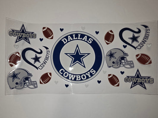 Dallas Cowboys Football Tumbler Wrap - Blue, Silver, White - Team Spirit Drinkware