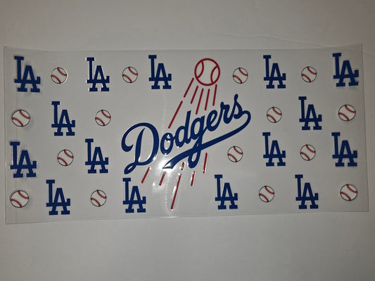 Dodgers Baseball Tumbler Wrap - Blue LA Logo & Baseball Pattern
