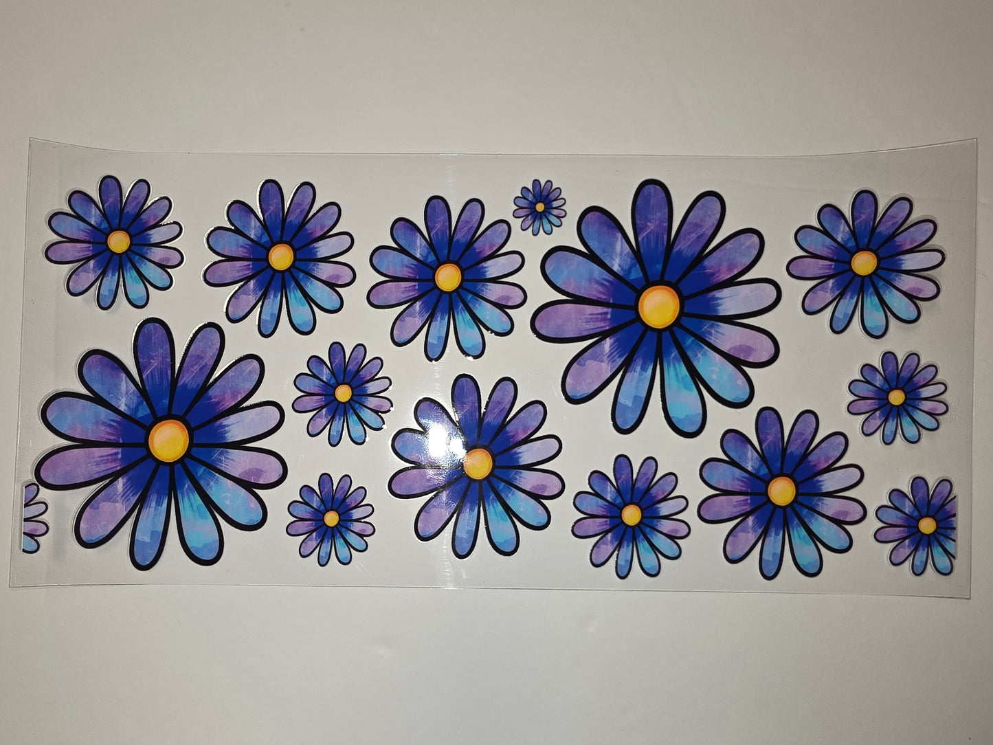 Purple & Blue Watercolor Daisy Tumbler Wrap | Flower Drinkware Decal | Vibrant Floral Design