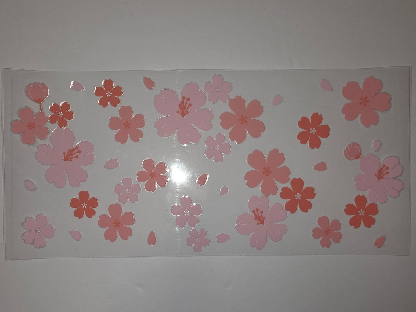 Pink & Coral Cherry Blossom Tumbler Wrap | Floral Drinkware Decal | Spring Flower Design