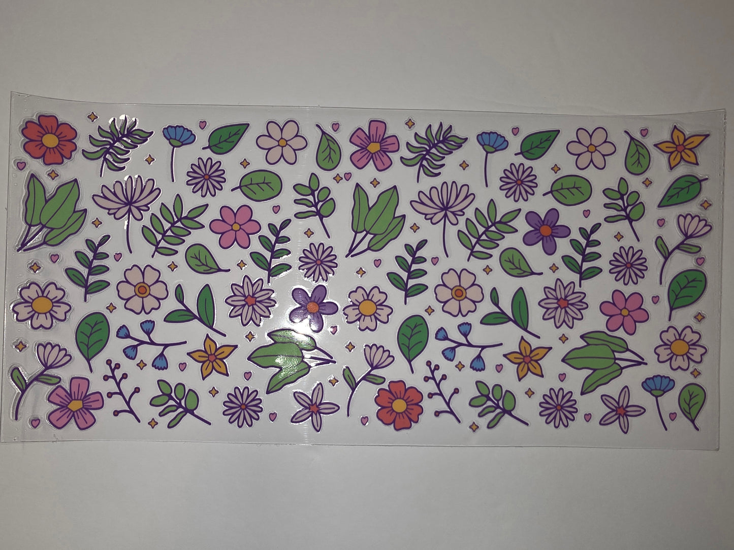 Whimsical Floral Tumbler Wrap - Pink, Purple, Blue Flowers & Green Leaves