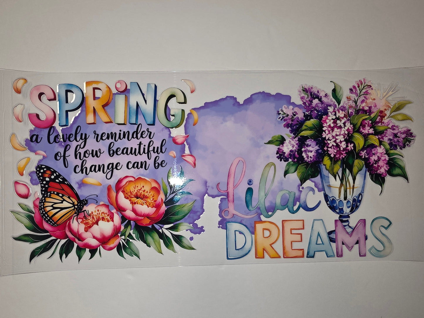 Spring Lilac Dreams Butterfly Flower Tumbler Wrap | Watercolor Floral & Butterfly Design