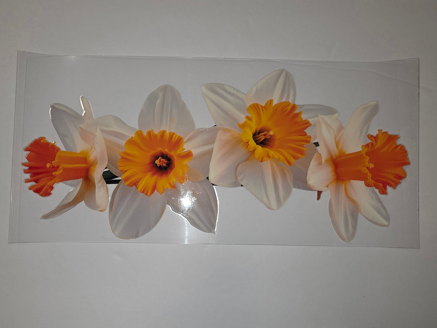 Vibrant Daffodil Flower Tumbler Wrap - White & Orange Floral Design