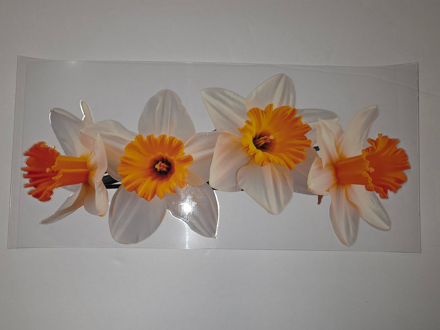 White and Orange Daffodil Flower Tumbler Wrap - Spring Floral Design
