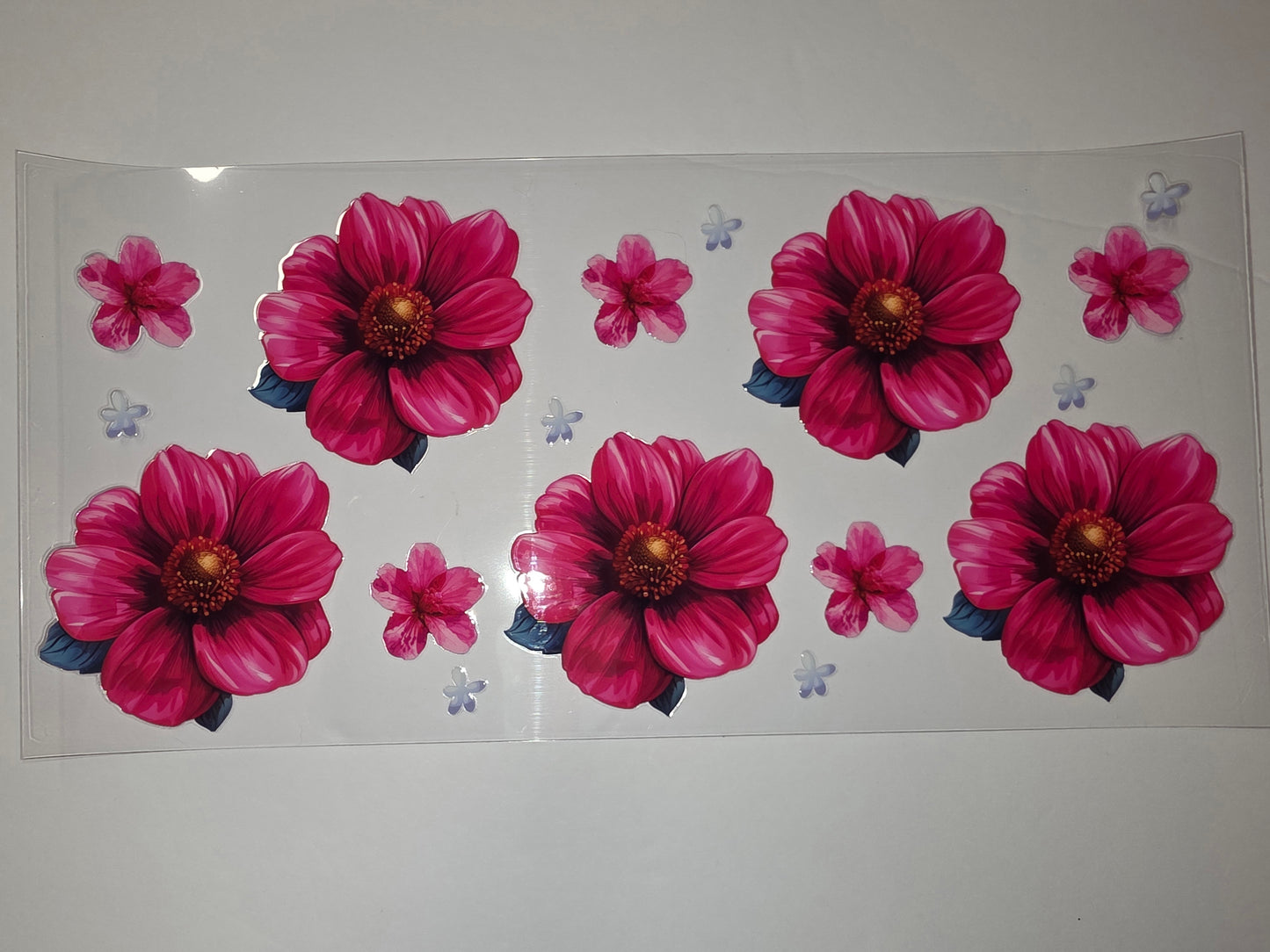 Vibrant Pink Floral Tumbler Wrap | Dahlia & Daisy Design | Sublimation Cup Art