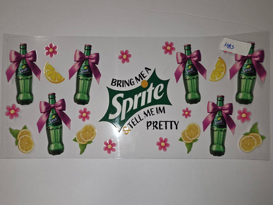 Sprite Bottle & Lemon Slice Tumbler Wrap | Pink Bow & Flower Design | Refreshing Drinkware Decal