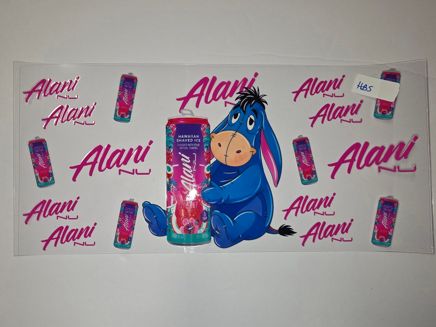 Eeyore Alani Hawaiian Shaved Ice Tumbler Wrap | Pink & Blue Energy Drink Design