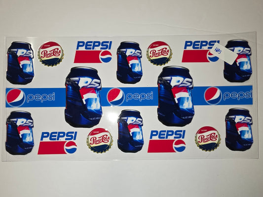 Retro Pepsi Can & Logo Tumbler Wrap | Vintage Blue, Red, White Drinkware Design