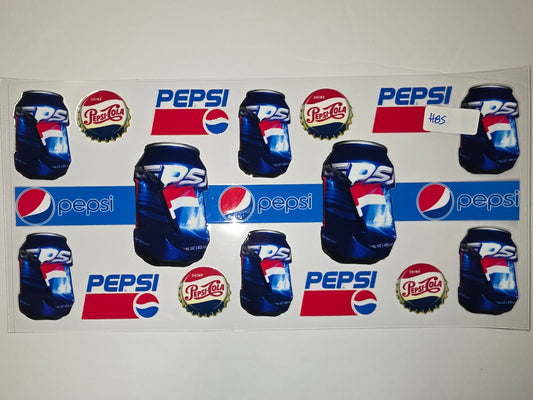 Retro Pepsi Can & Bottle Cap Tumbler Wraps - Blue, Red, White Sublimation Design