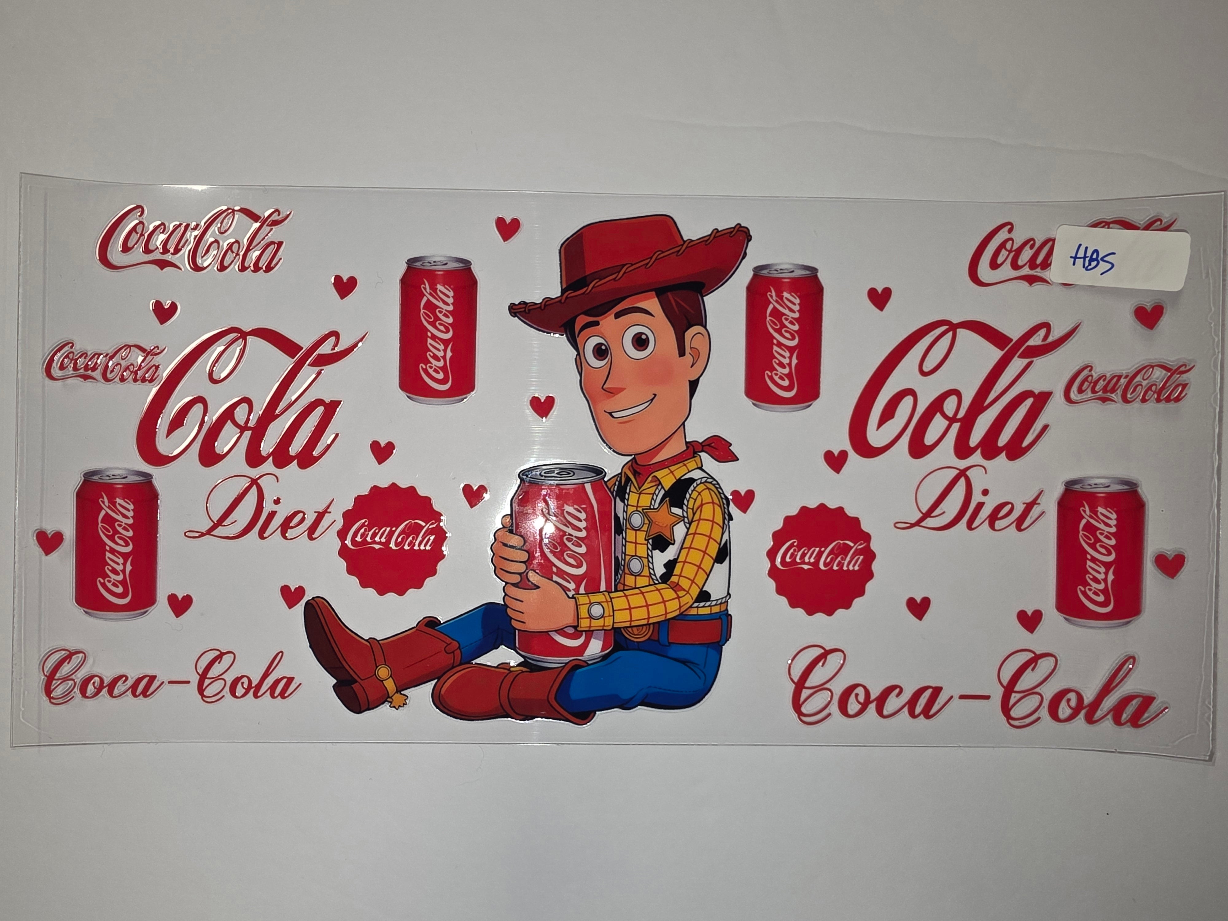 Cola Design Wrap Woody Toy Story Coca-Cola Tumbler Wrap | Red & White Sublimation Desig ...