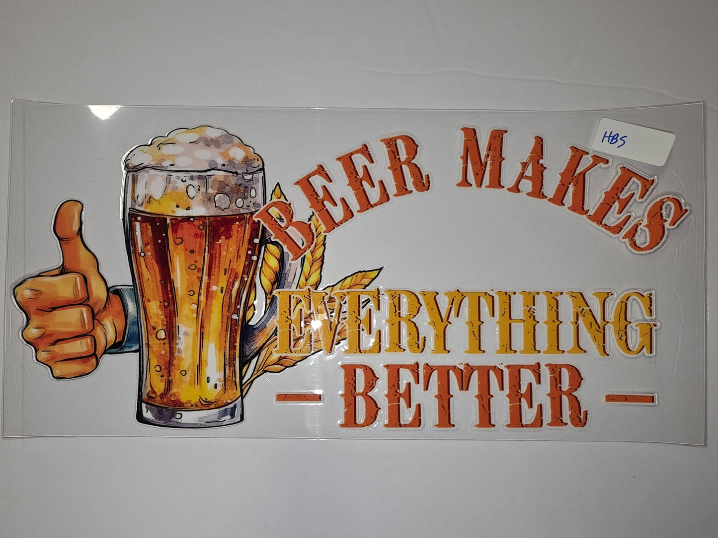 Beer Makes Everything Better Tumbler Wrap - Vintage Beer Mug & Thumbs Up Design