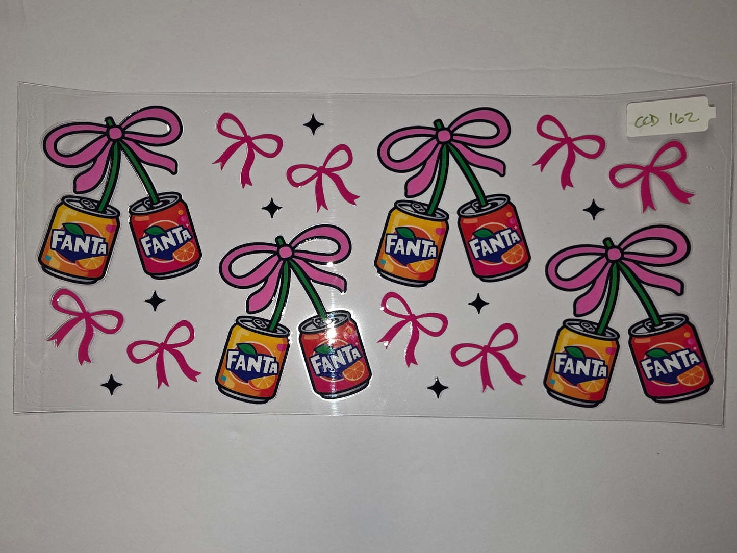 Fanta Soda Can Tumbler Wrap with Pink Bows - Retro Orange & Pink Drink Design