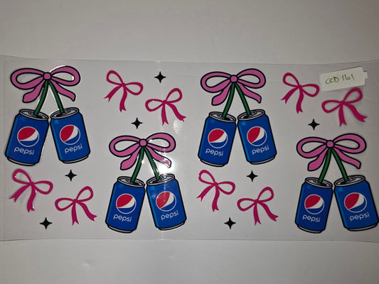 Cute Pepsi Can Tumbler Wrap with Pink Bows - Sublimation Design