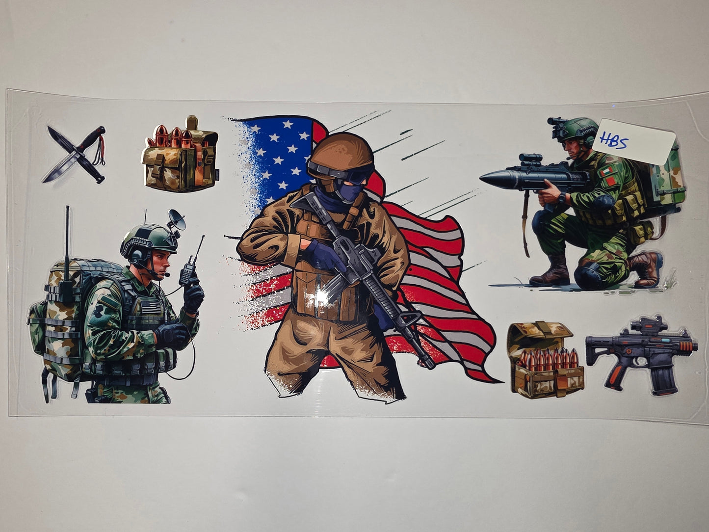 Patriotic Soldier Tumbler Wrap - Military Camo & American Flag Design