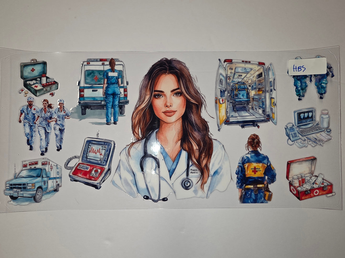 Medical Heroes Tumbler Wrap - Nurse, EMT, Ambulance, Medical Gear - Watercolor Style