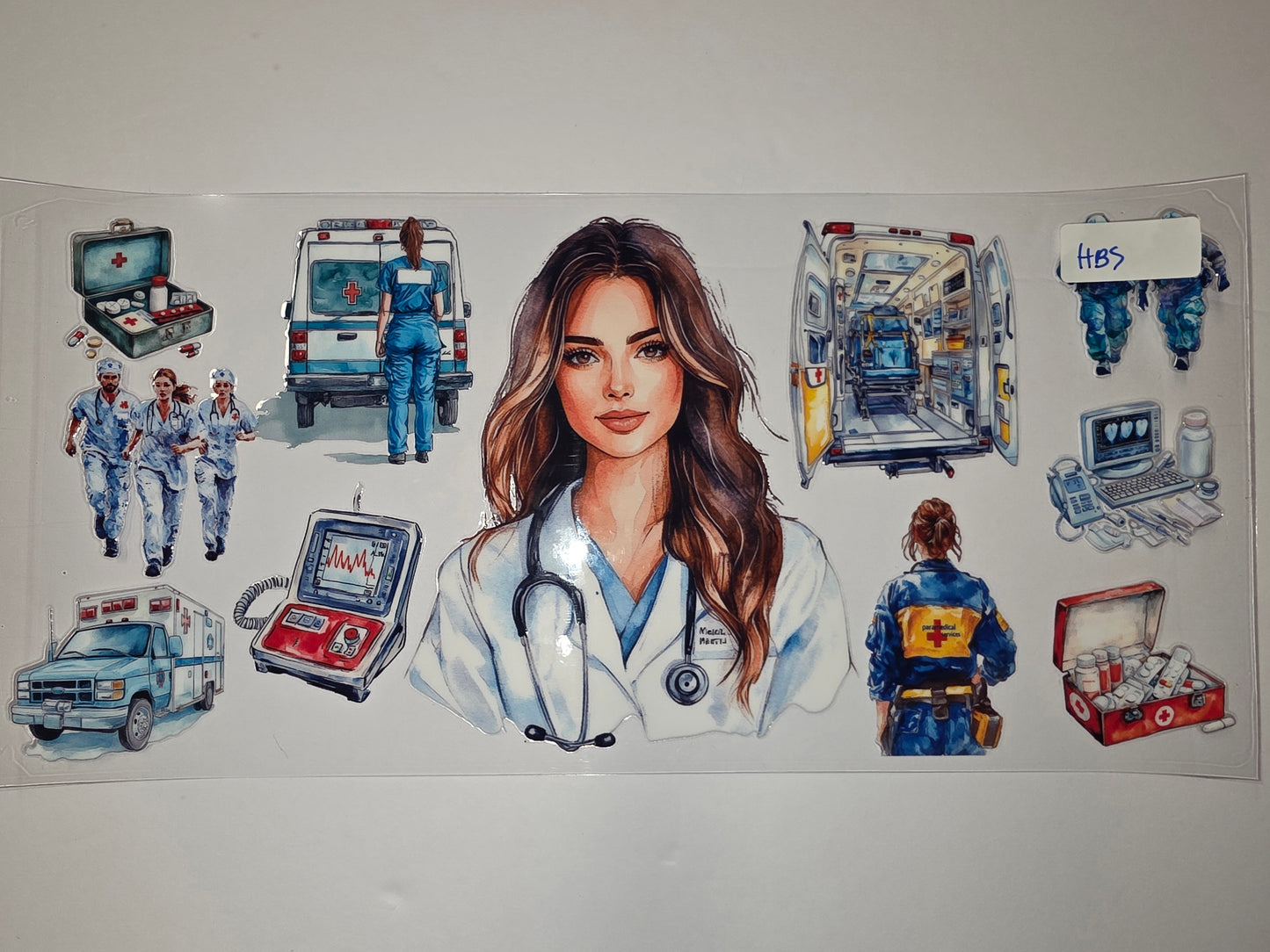 Medical Heroes Tumbler Wrap - Nurses, EMTs, Ambulances, Medical Gear - Watercolor Style