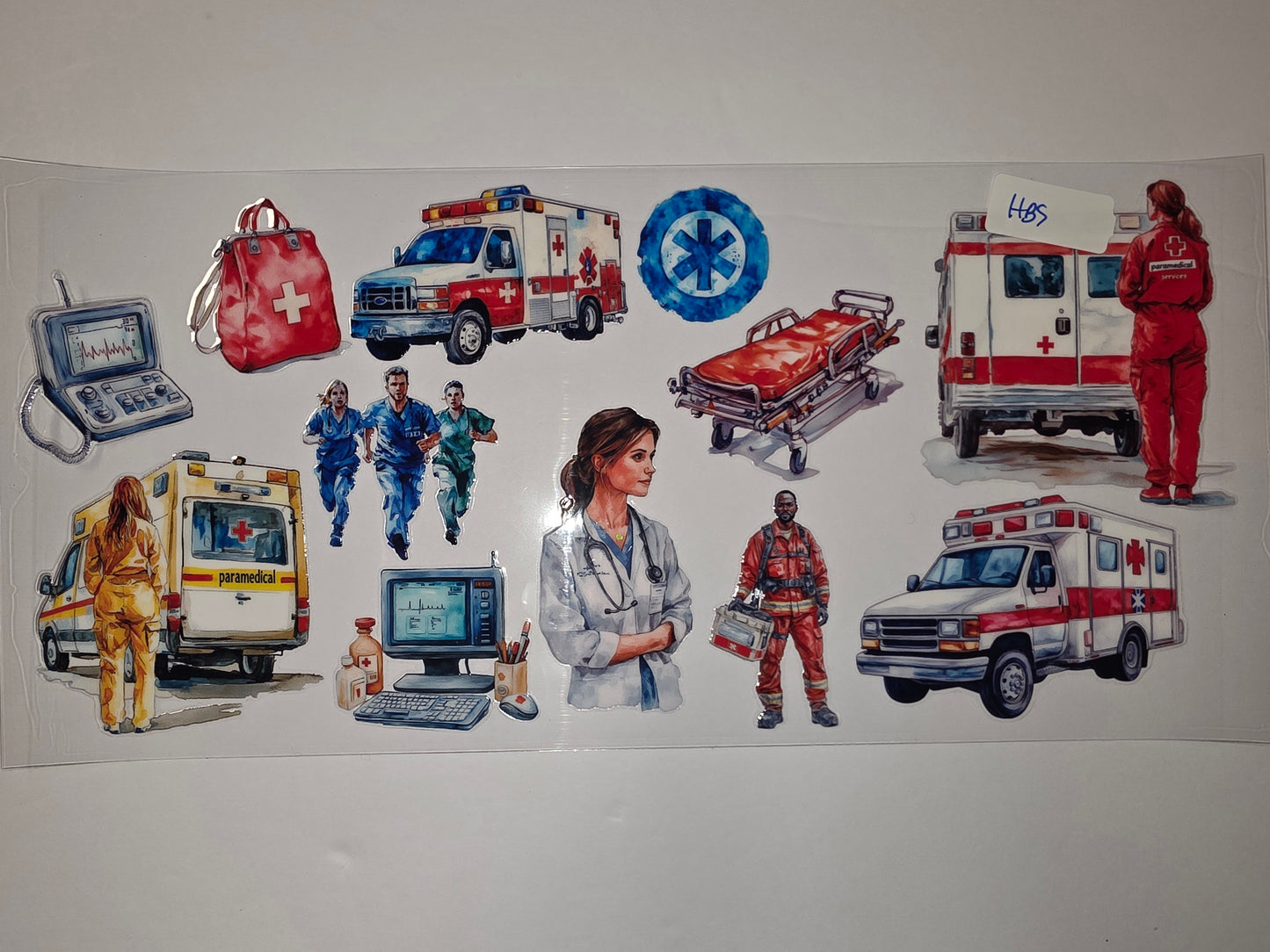 Paramedic & EMT Tumbler Wraps | Medical Professionals, Ambulances, Stretcher | Red, White, Blue