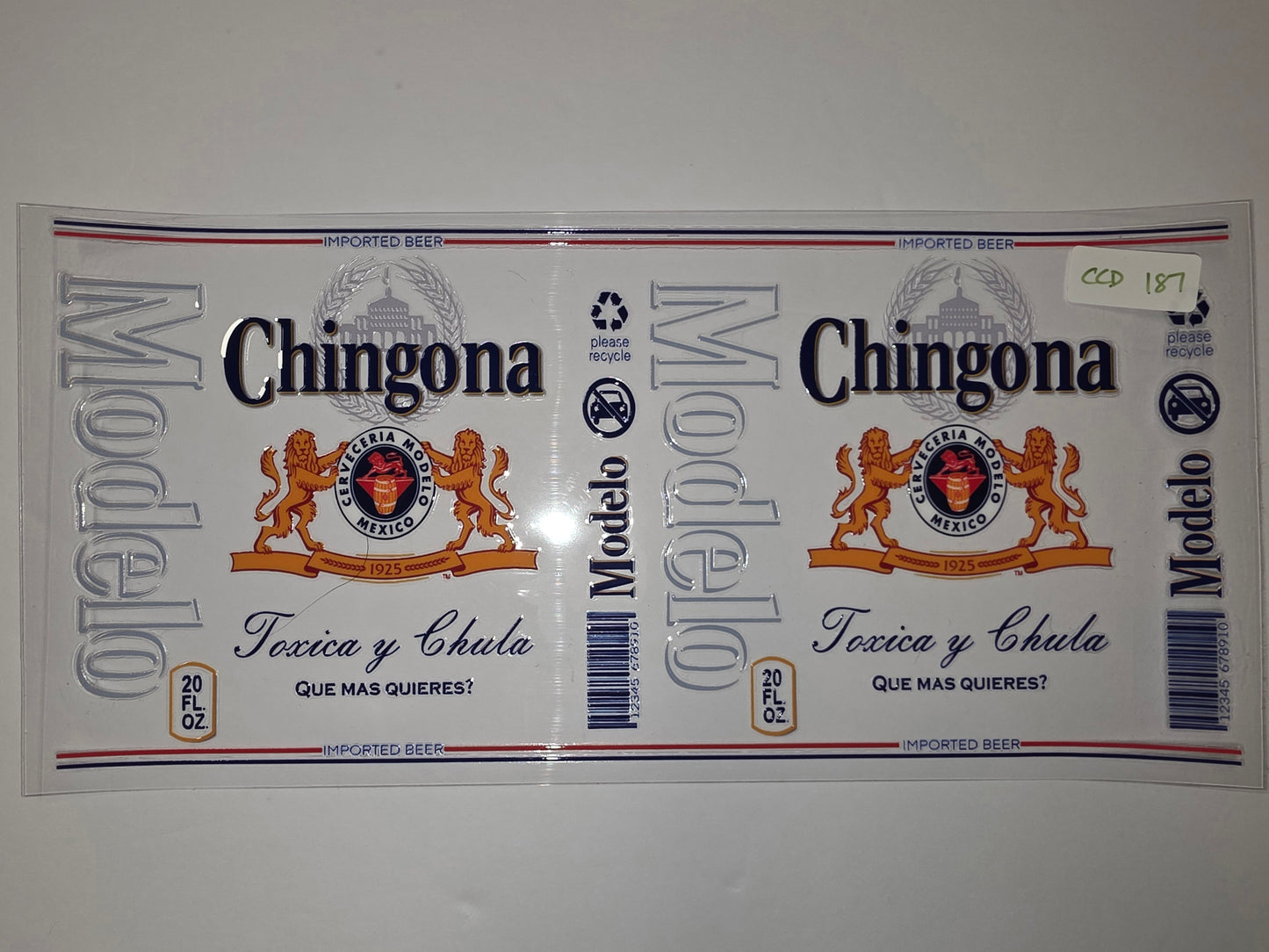 Chingona y Chula Tumbler Wrap | Modelo Inspired Design | Mexican Beer Theme