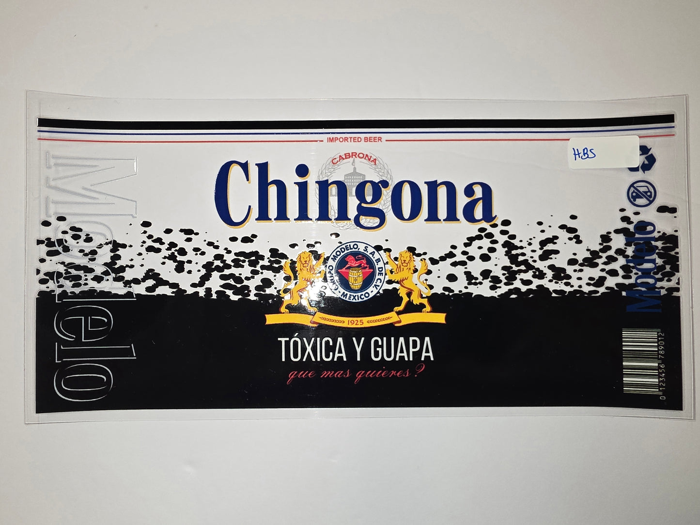 Chingona "Tóxica y Guapa" Tumbler Wrap - Bold Blue & Gold Mexican Beer Design