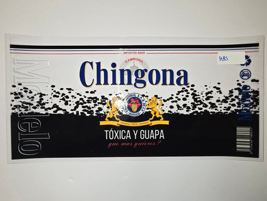 Chingona "Toxica y Guapa" Tumbler Wrap - Bold Blue & Gold Design with Lion Accents