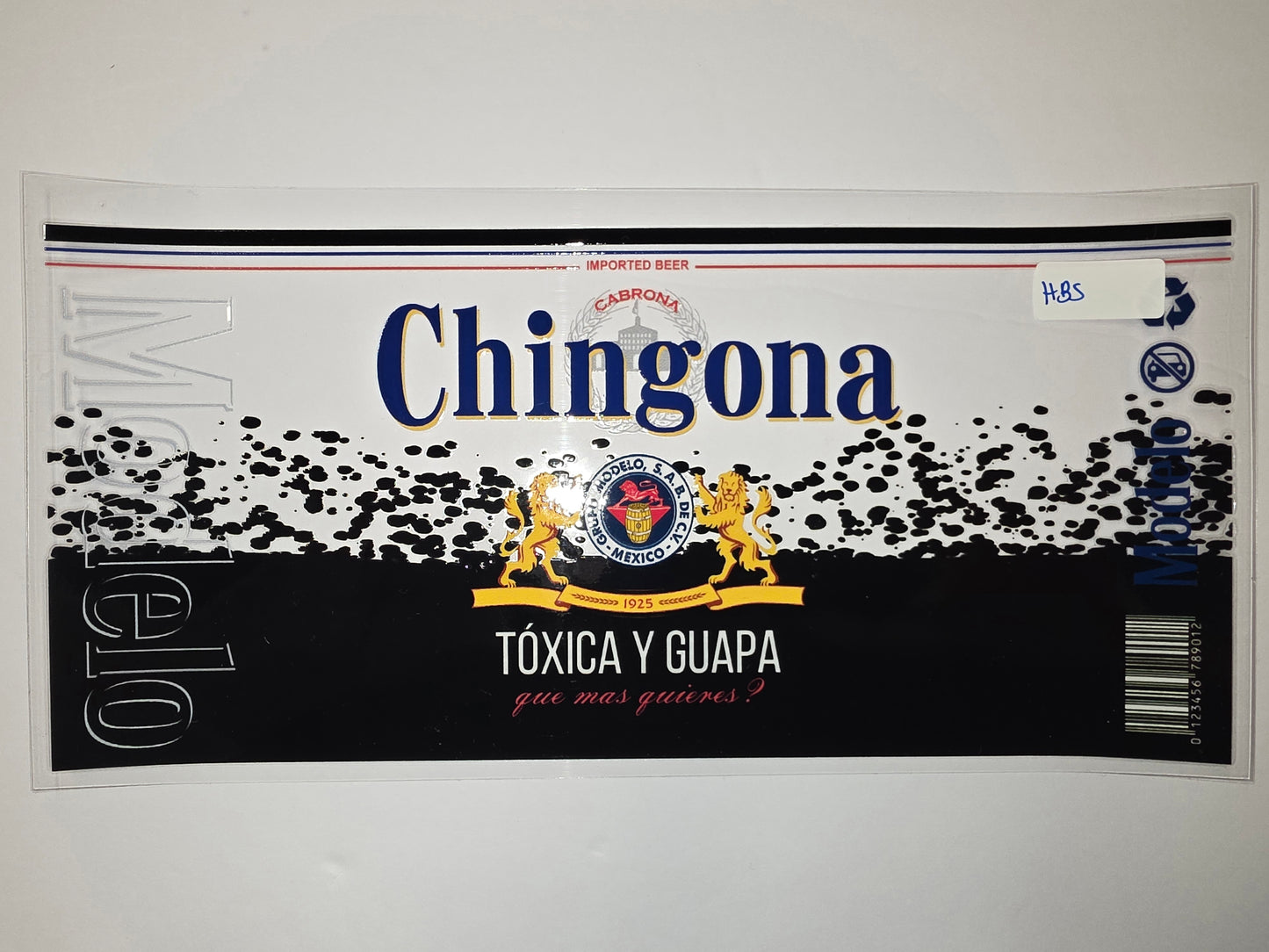 Chingona "Toxica y Guapa" Beer Label Tumbler Wrap | Mexican Inspired Drinkware Design