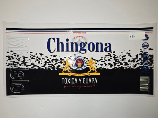 Chingona "Toxica y Guapa" Beer Label Tumbler Wrap | Mexican Inspired Drinkware Design