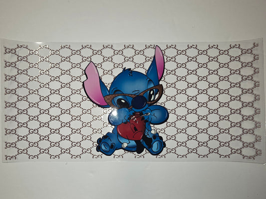 Cute Blue Character with Heart & Designer Pattern Tumbler Wrap | Sublimation Design