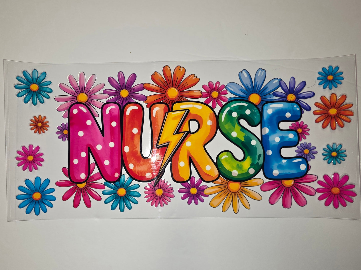 Retro Daisy "Nurse" Tumbler Wrap - Vibrant Rainbow Colors