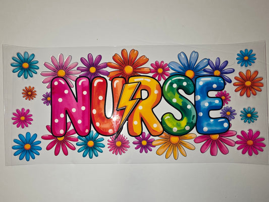 Retro Daisy "Nurse" Tumbler Wrap - Vibrant Rainbow Colors