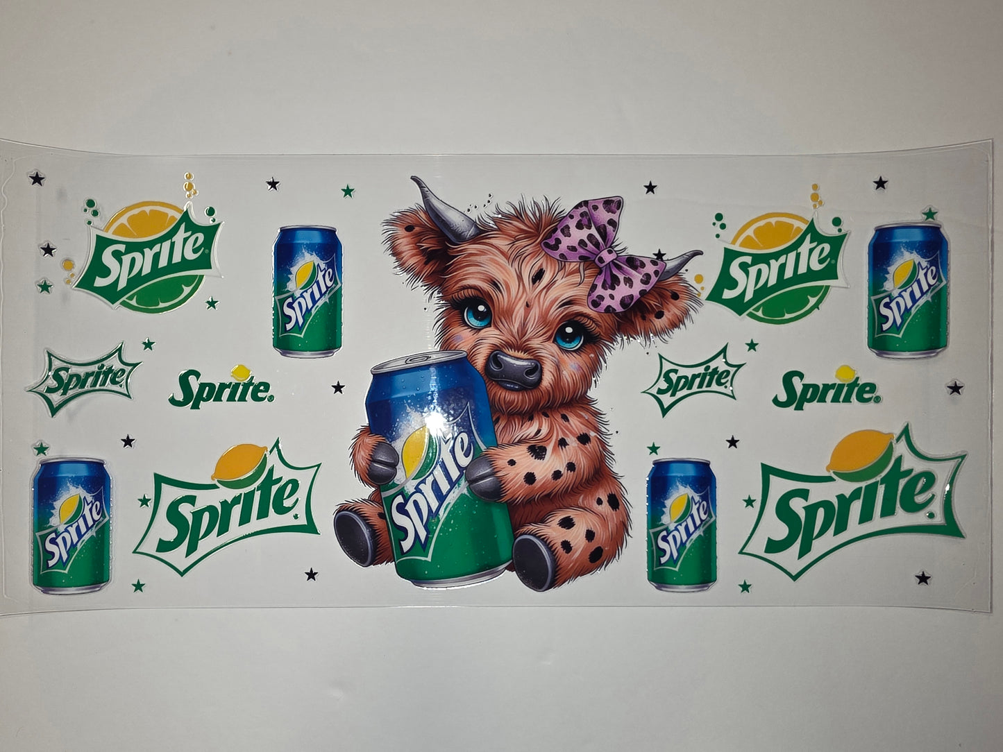 Cute Highland Cow Sprite Tumbler Wrap | Kawaii Soda Drink Design | Sublimation Cup Art