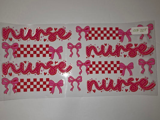 Pink Nurse Tumbler Wrap Design - Red Gingham & Bows