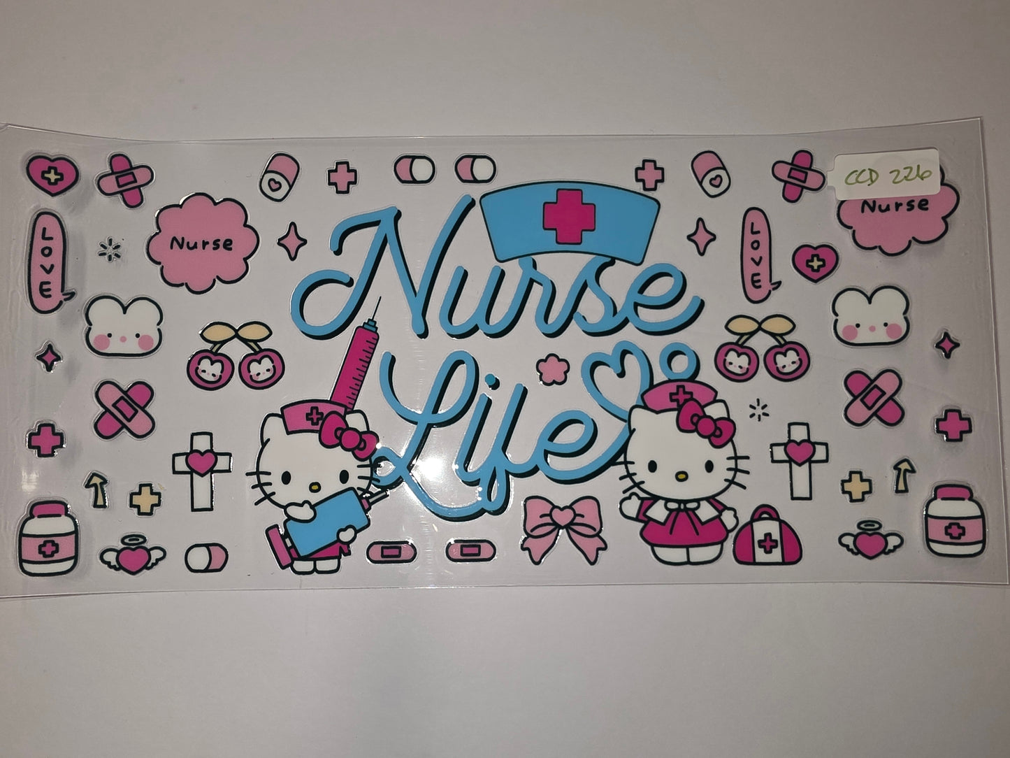 Cute Hello Kitty Nurse Life Tumbler Wrap - Pink & Blue Medical Theme